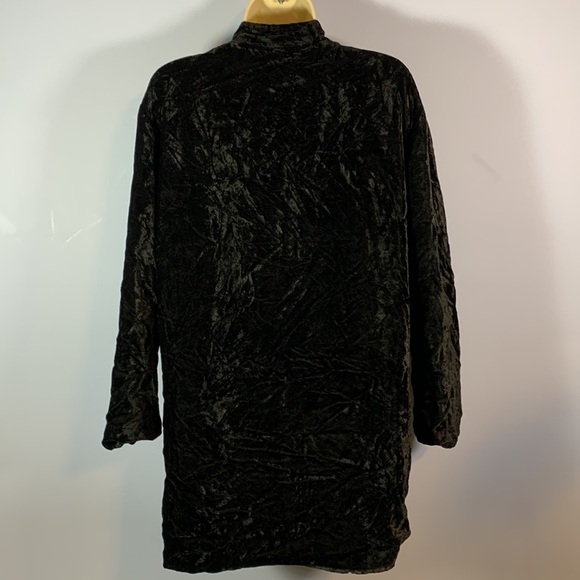 Moda spiegel size 12 collarless black crushed velvet button down blazer topper - Picture 4 of 9